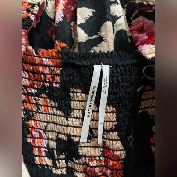 Anthropologie Blossom 100% Cotton Maxi Dress In Pink/ Black Motif Size S - Picture 9 of 16